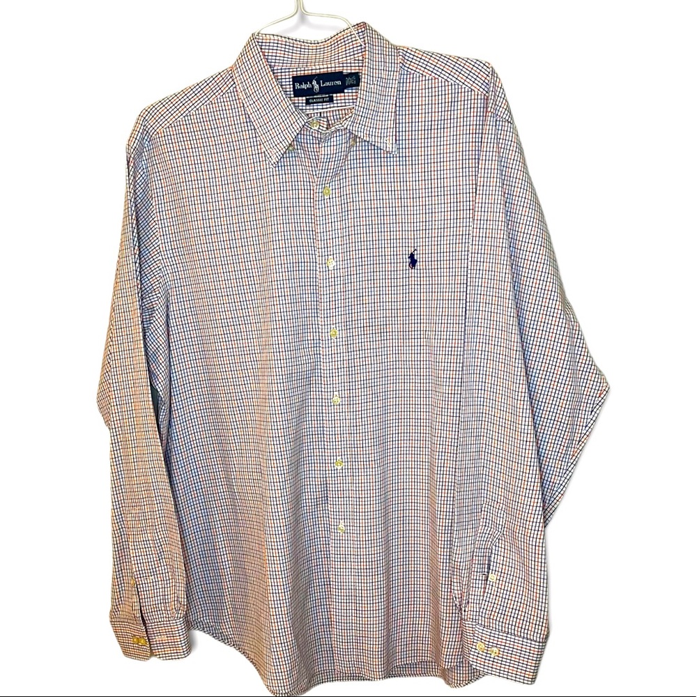 Ralph Lauren Men’s Classic Fit Button Down Dress Shirt Red, Blue, White